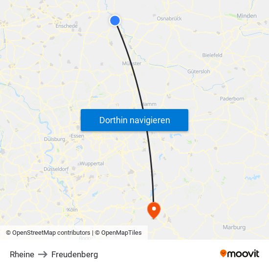 Rheine to Freudenberg map