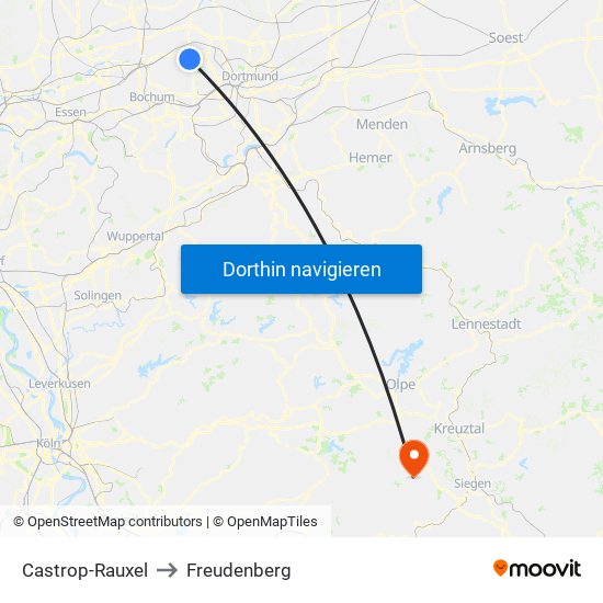 Castrop-Rauxel to Freudenberg map