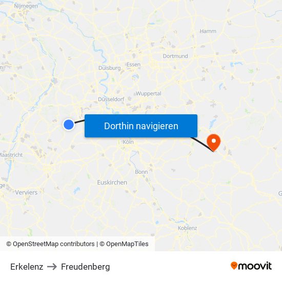 Erkelenz to Freudenberg map