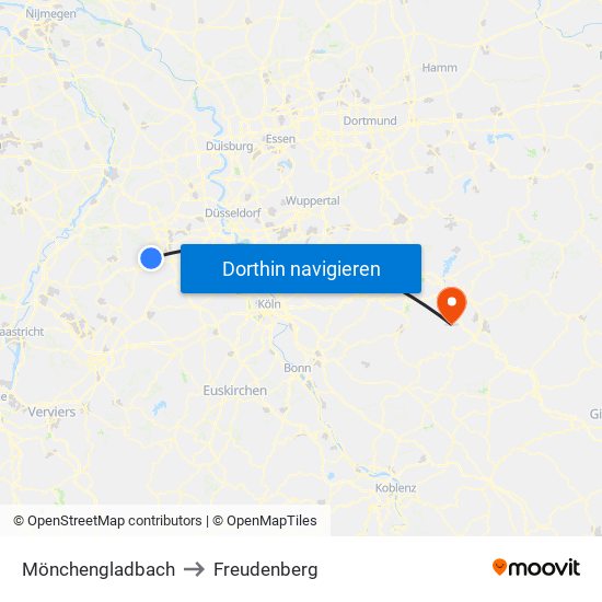 Mönchengladbach to Freudenberg map