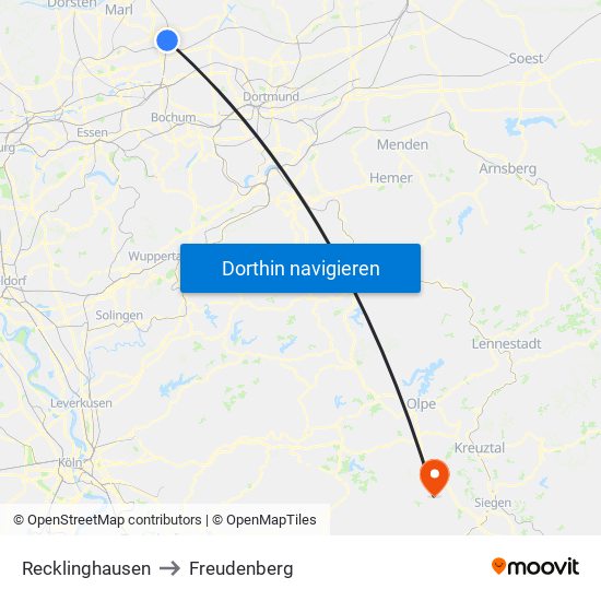 Recklinghausen to Freudenberg map