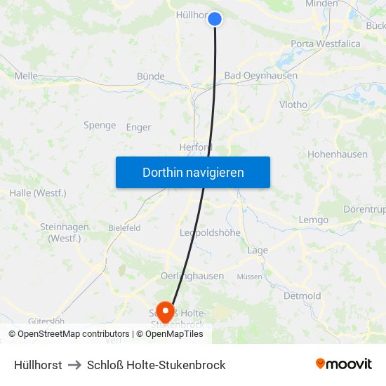 Hüllhorst to Schloß Holte-Stukenbrock map