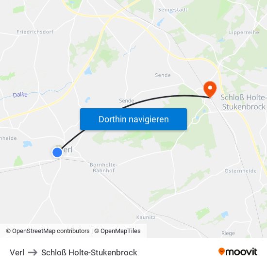 Verl to Schloß Holte-Stukenbrock map
