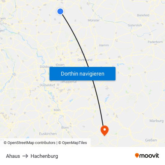 Ahaus to Hachenburg map
