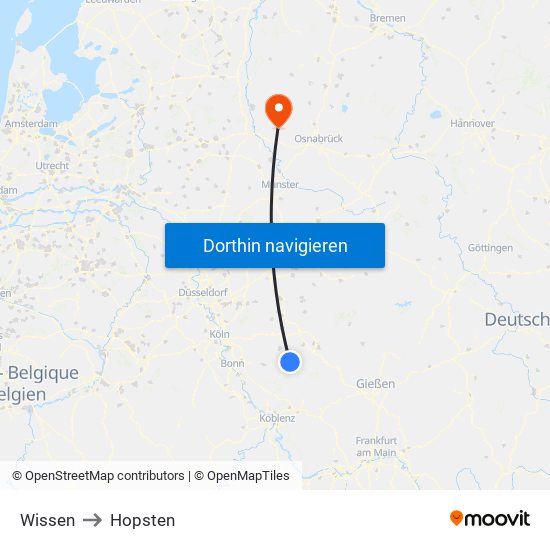 Wissen to Hopsten map