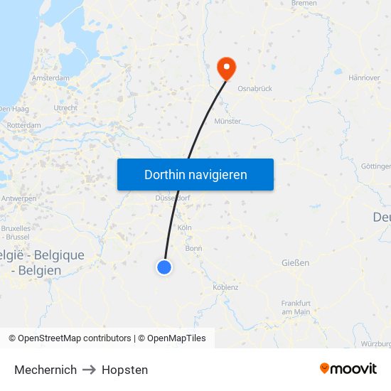 Mechernich to Hopsten map
