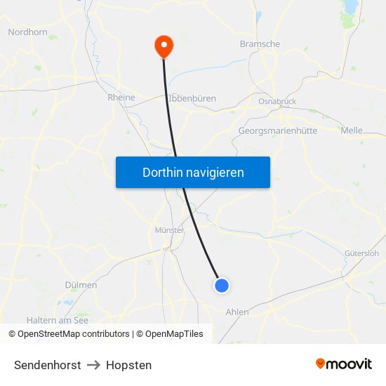 Sendenhorst to Hopsten map