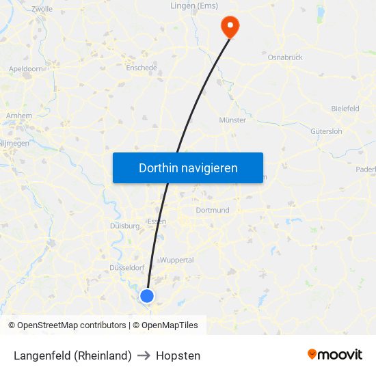 Langenfeld (Rheinland) to Hopsten map