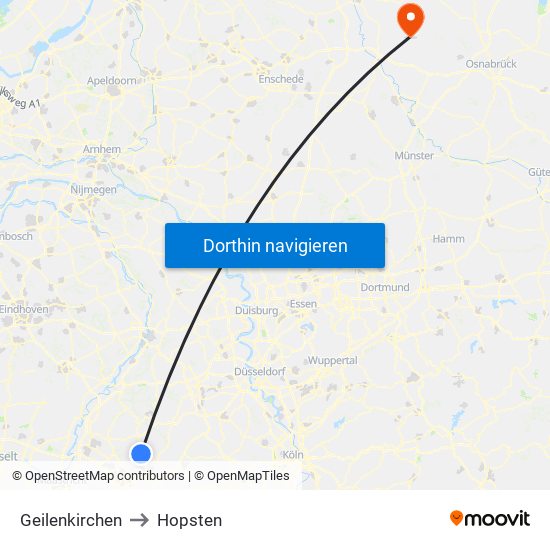 Geilenkirchen to Hopsten map