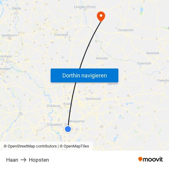 Haan to Hopsten map