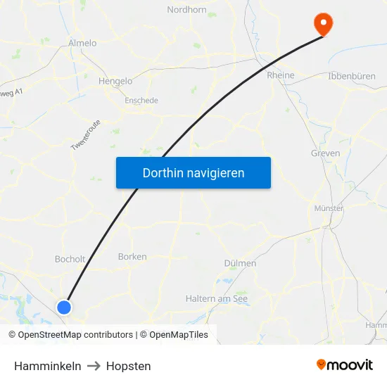 Hamminkeln to Hopsten map