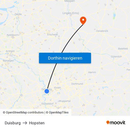 Duisburg to Hopsten map