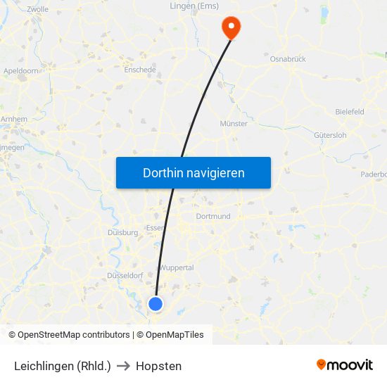 Leichlingen (Rhld.) to Hopsten map