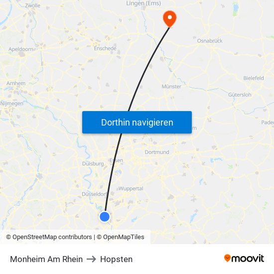 Monheim Am Rhein to Hopsten map