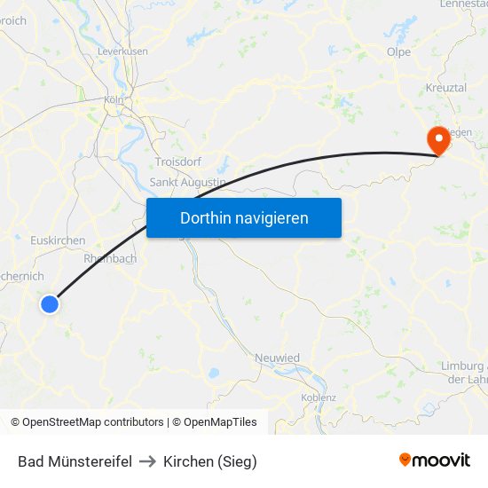 Bad Münstereifel to Kirchen (Sieg) map