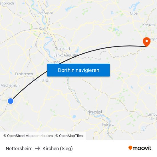 Nettersheim to Kirchen (Sieg) map