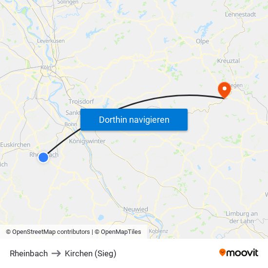 Rheinbach to Kirchen (Sieg) map