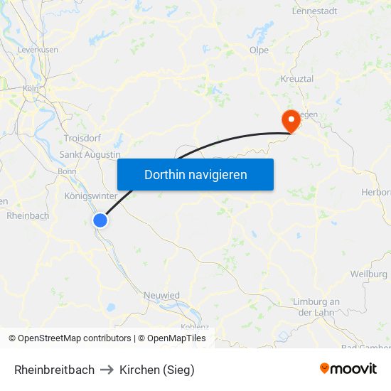 Rheinbreitbach to Kirchen (Sieg) map