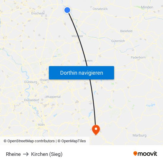 Rheine to Kirchen (Sieg) map