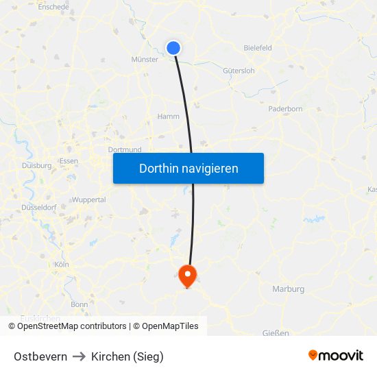 Ostbevern to Kirchen (Sieg) map