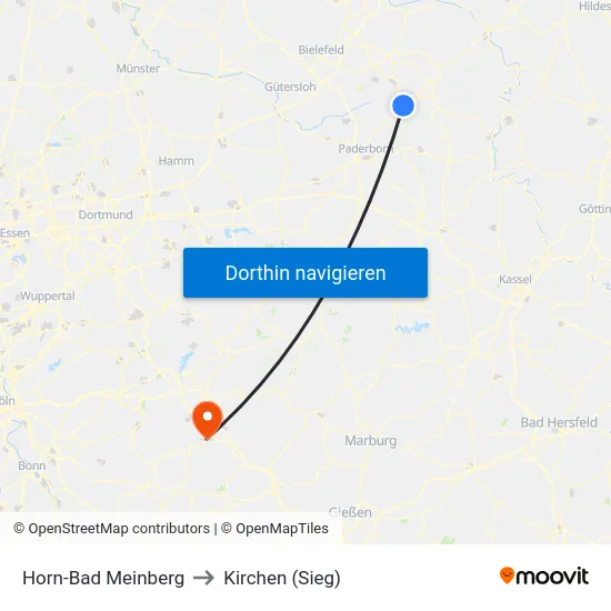 Horn-Bad Meinberg to Kirchen (Sieg) map
