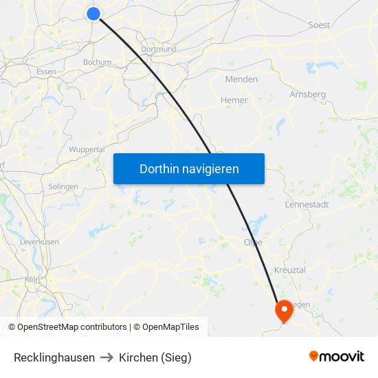 Recklinghausen to Kirchen (Sieg) map