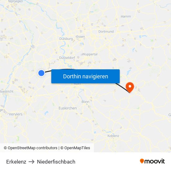 Erkelenz to Niederfischbach map