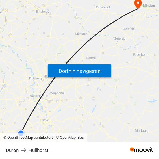 Düren to Hüllhorst map