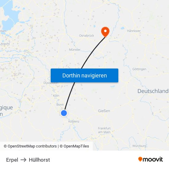 Erpel to Hüllhorst map