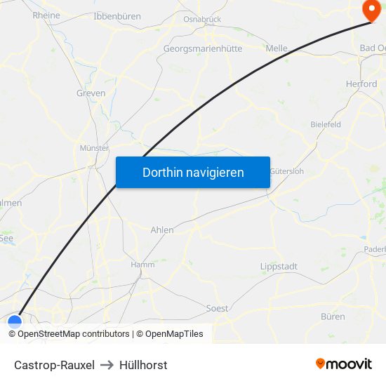 Castrop-Rauxel to Hüllhorst map