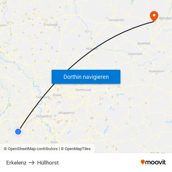 Erkelenz to Hüllhorst map