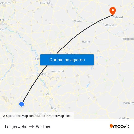 Langerwehe to Werther map