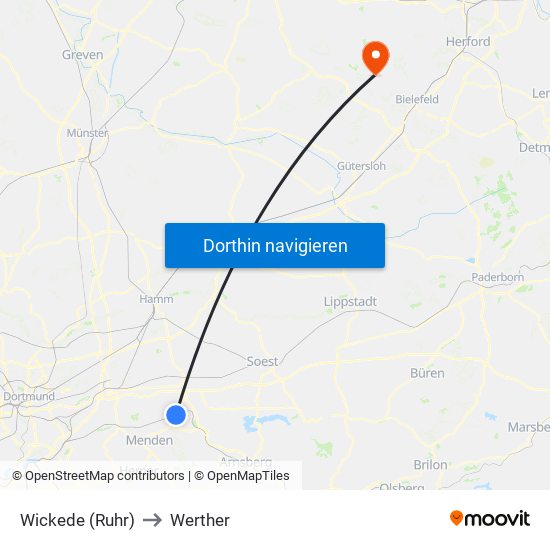 Wickede (Ruhr) to Werther map