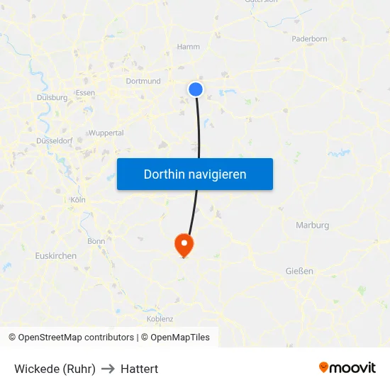 Wickede (Ruhr) to Hattert map