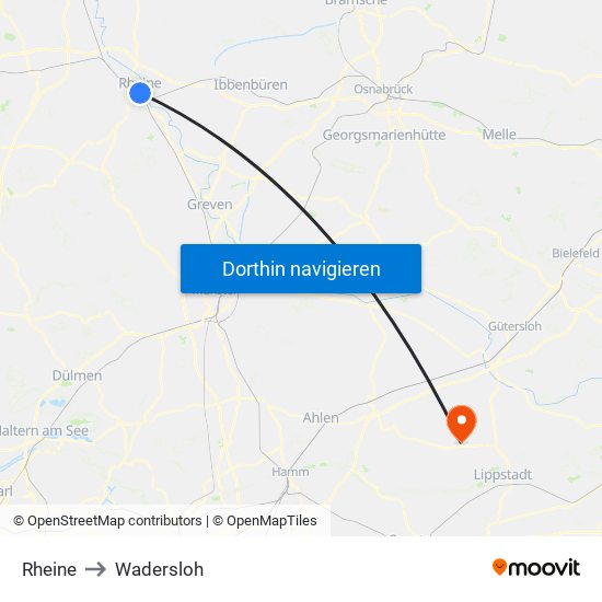 Rheine to Wadersloh map