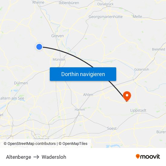 Altenberge to Wadersloh map