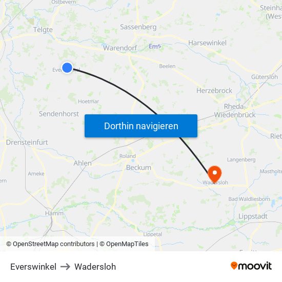 Everswinkel to Wadersloh map
