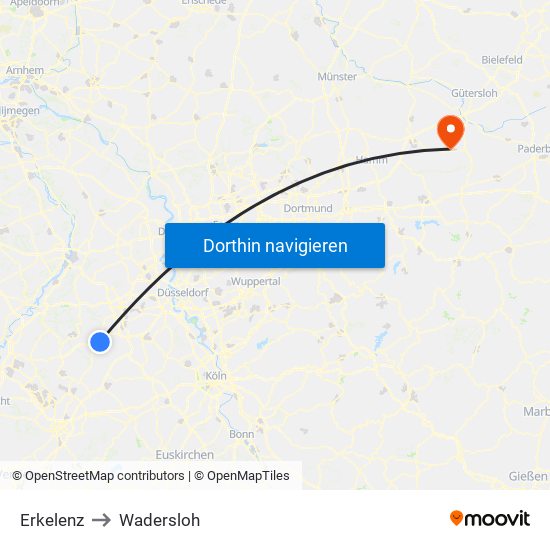 Erkelenz to Wadersloh map