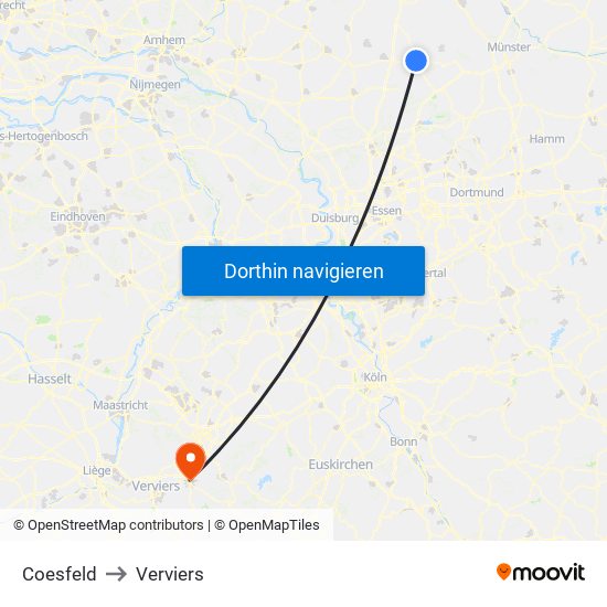 Coesfeld to Verviers map