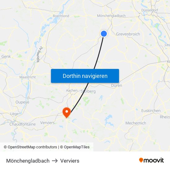 Mönchengladbach to Verviers map