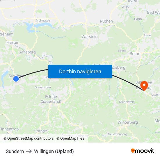 Sundern to Willingen (Upland) map