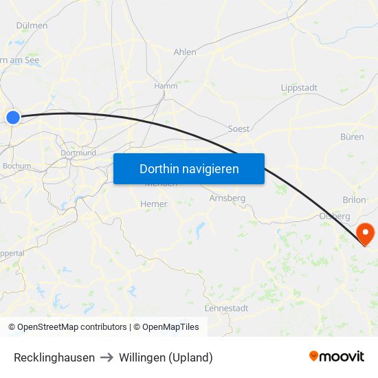 Recklinghausen to Willingen (Upland) map
