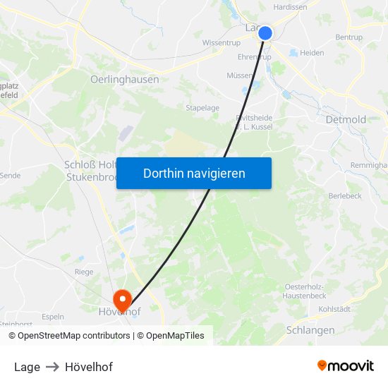 Lage to Hövelhof map