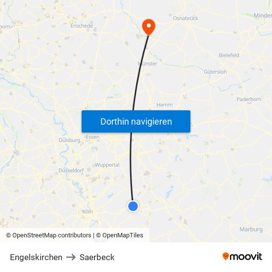 Engelskirchen to Saerbeck map