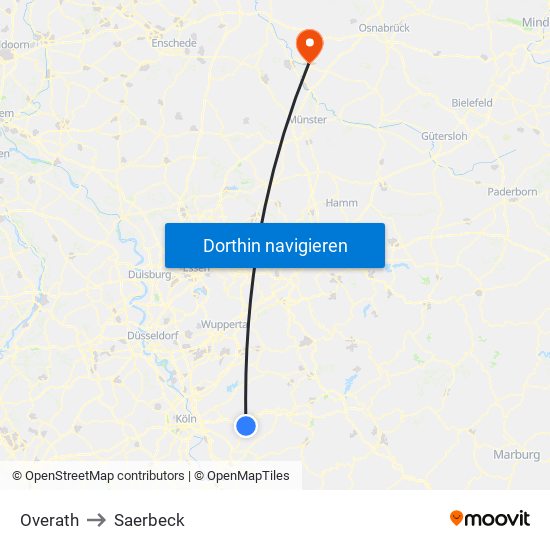 Overath to Saerbeck map