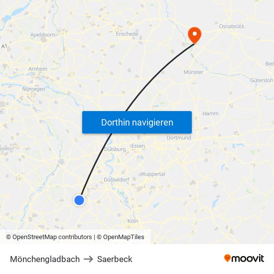 Mönchengladbach to Saerbeck map