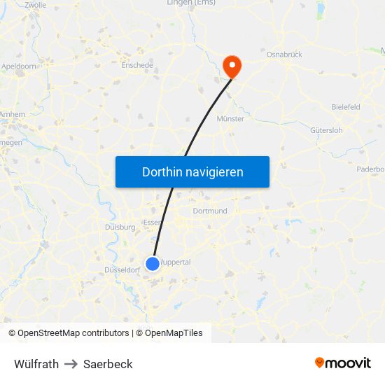 Wülfrath to Saerbeck map