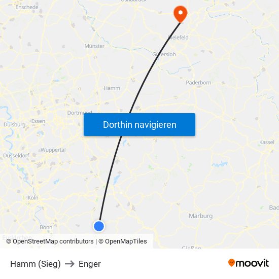 Hamm (Sieg) to Enger map