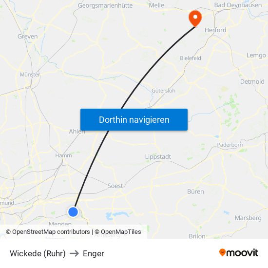 Wickede (Ruhr) to Enger map