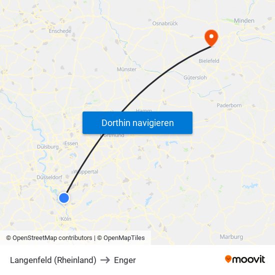 Langenfeld (Rheinland) to Enger map